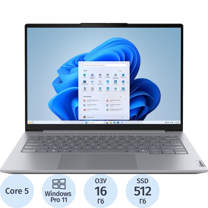 Изображение товара Ноутбук Lenovo ThinkBook 14 G8 IRL 14" серый Intel Core 5 220H/16 ГБ/SSD 512 ГБ (21SGA001CD_PRO)