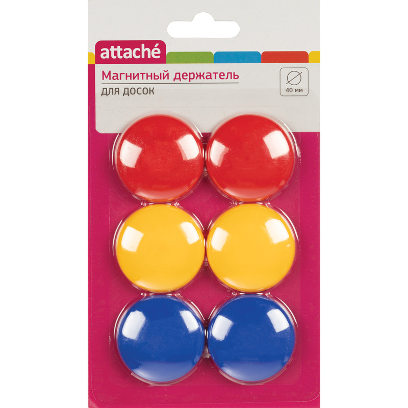 Изображение товара Магнитный держатель для досок Attache 40 мм 6 шт в наборе