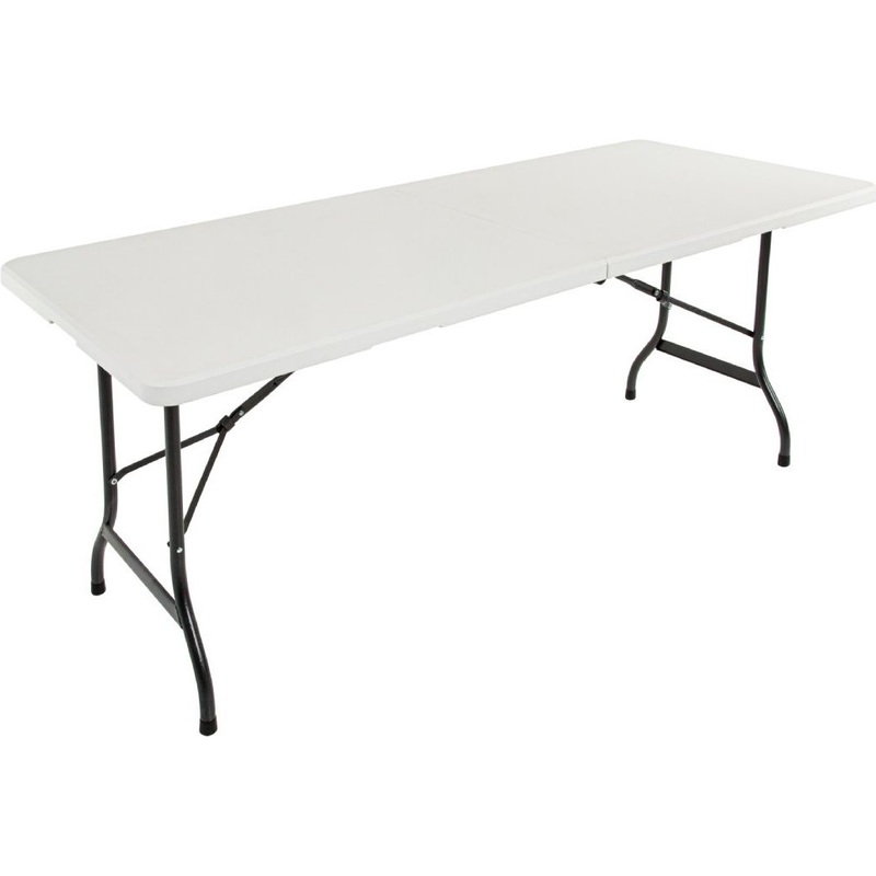 Изображение товара Складной пластиковый стол 183 белый прочный и компактный для дачи и помещения