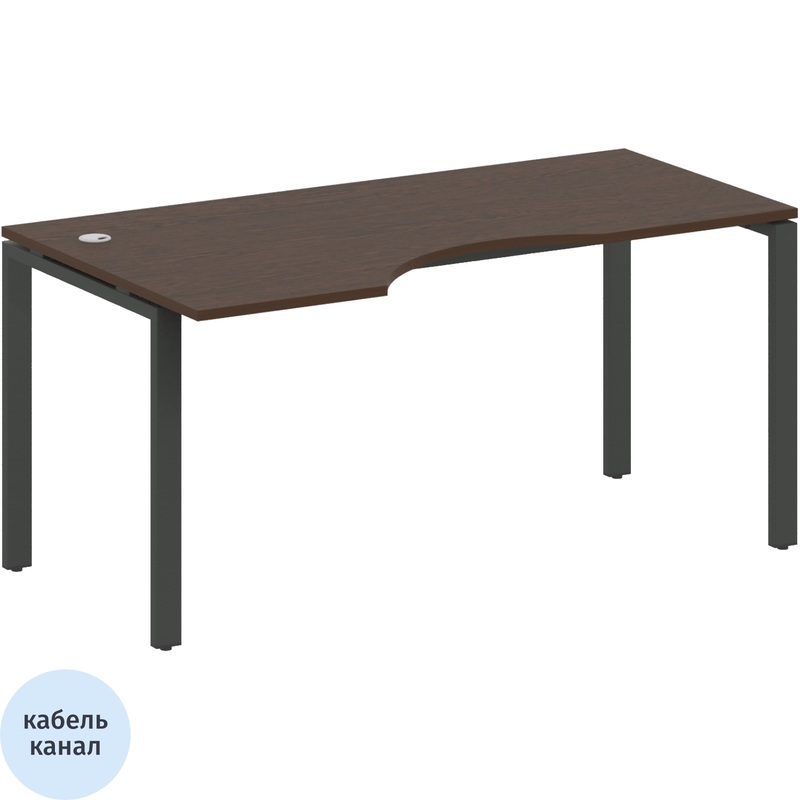 Изображение товара Эргономичный стол Metal System Style БП.СА-1 Л левый венге цаво/антрацит 1600х900х750 мм