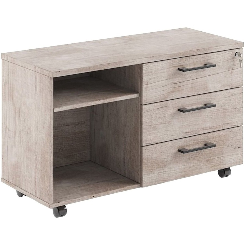 Изображение товара Тумба приставная Torr TLC-3D.1A с центральным замком (дуб каньон, 1078x452x650 мм, 3 ящика)