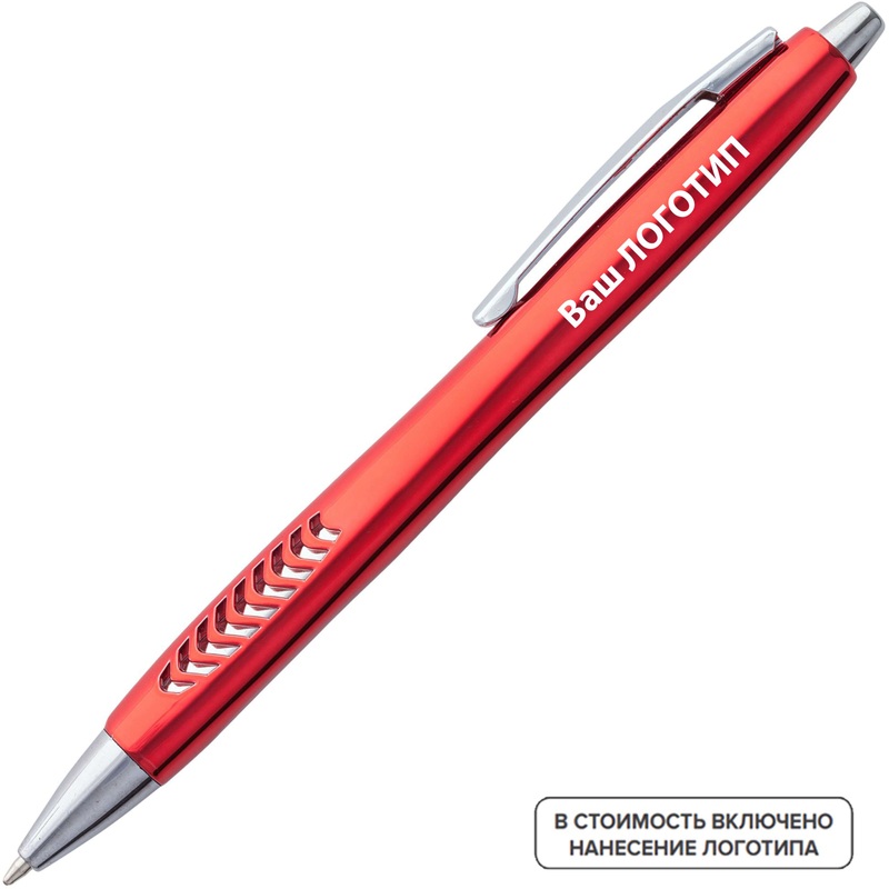 Изображение товара Ручка шариковая автоматическая Barracuda синяя 1 мм красный корпус 200 штук