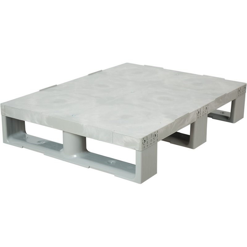 Изображение товара Паллет пластиковый сплошной 800x600x150 мм серый на 3-х полозьях