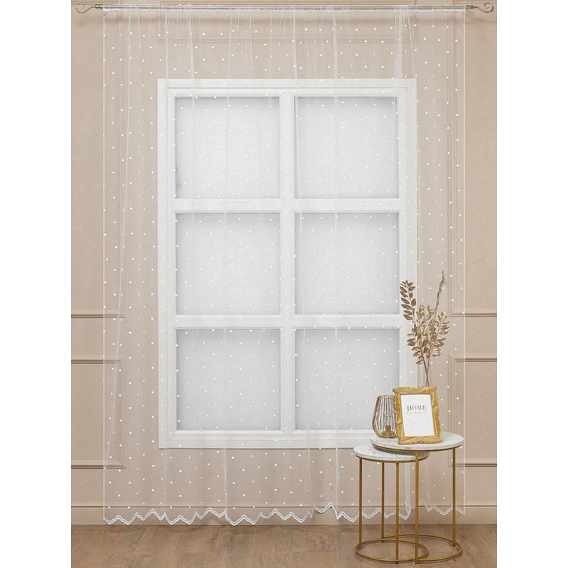 Изображение товара Тюль Amore Mio Classic 300x270 см белый с вышивкой горошек
