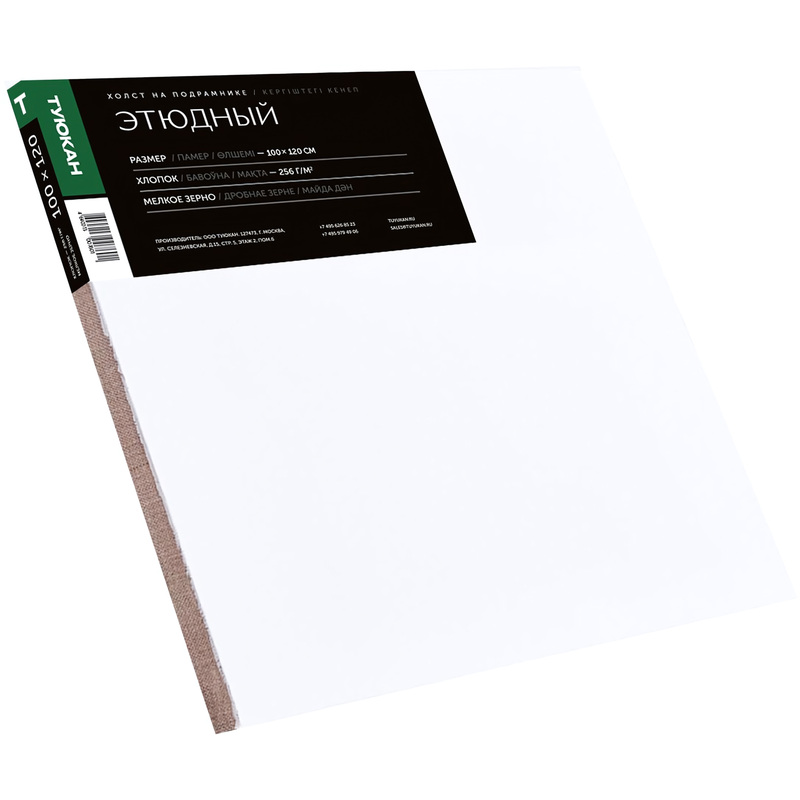 Изображение товара Холст на подрамнике Туюкан Этюдный мелкозернистый хлопок эмульсионный грунт 100x120 см