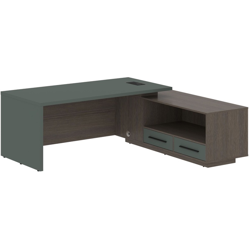 Изображение товара Стол руководителя с тумбой (нефрит/дуб сильвер, 900х750х2200 мм)