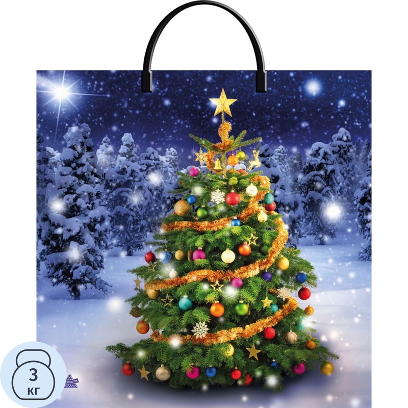 Изображение товара Пакет подарочный Тикопластик Новогодняя красавица (36x37x0.2 см)