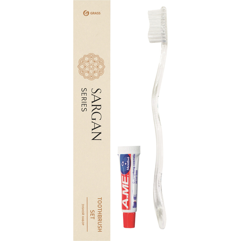 Изображение товара Набор зубной Grass Sargan картон (зубная щётка, зубная паста, 150 штук в упаковке)