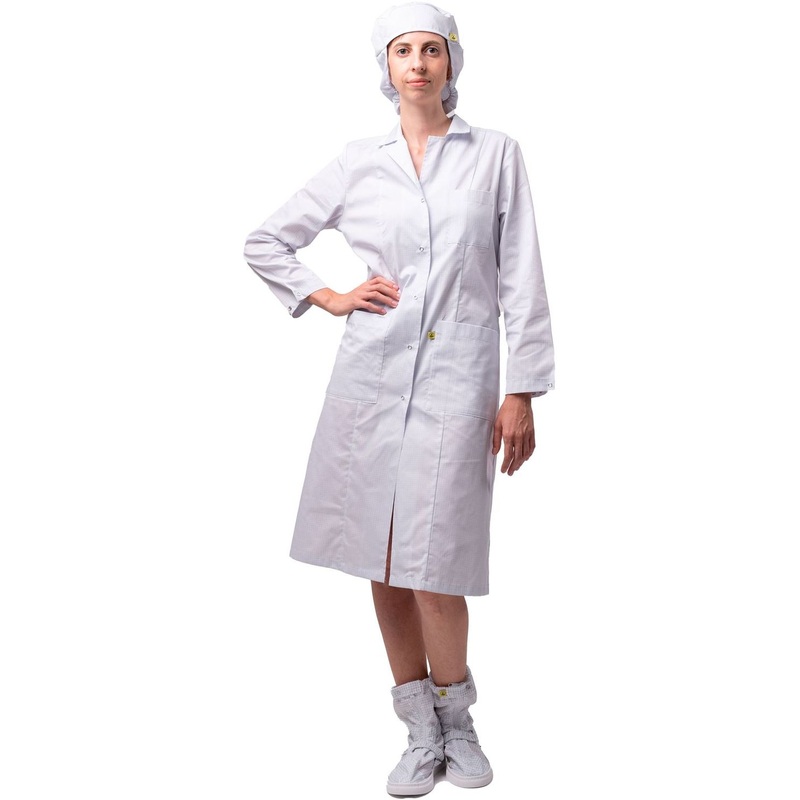Изображение товара Женский антистатический халат М-102 белый 170-176 см защита от статического электричества
