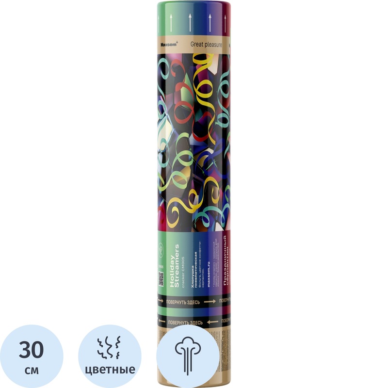 Изображение товара Хлопушка пневматическая Максем 30см разноцветная для праздника