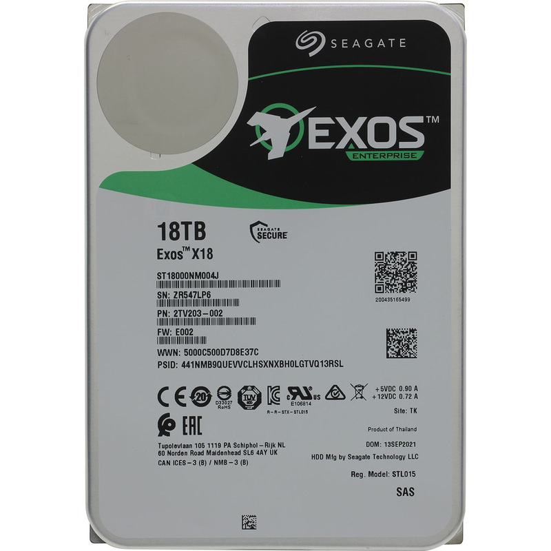Изображение товара Жесткий диск Seagate Exos X18 18 ТБ (ST18000NM004J) для серверов