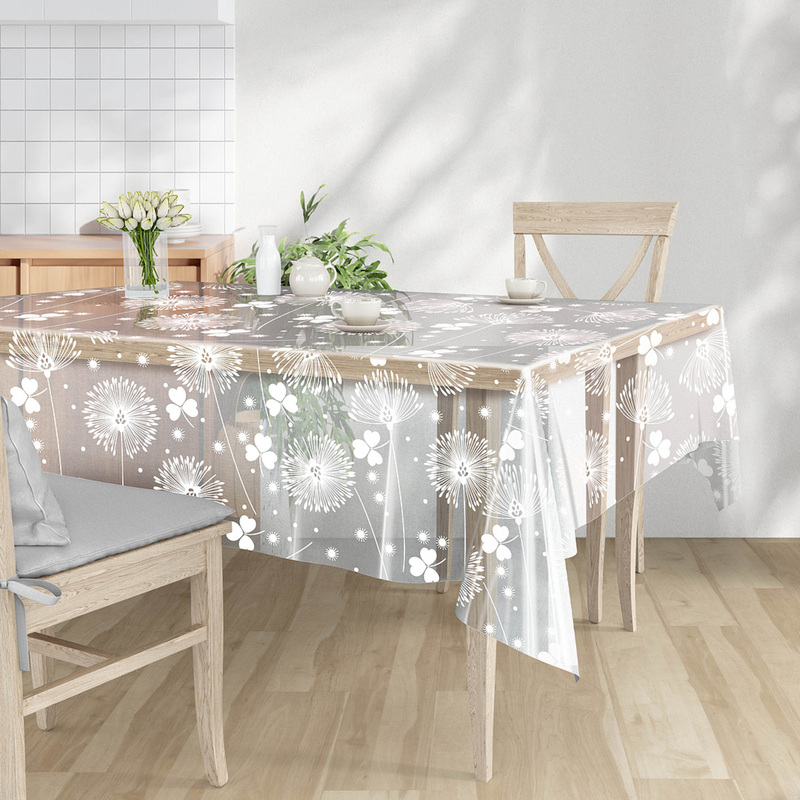 Изображение товара Клеёнка на стол Kitchen World Одуванчики 100х140 см ПВХ прозрачная для сервировки