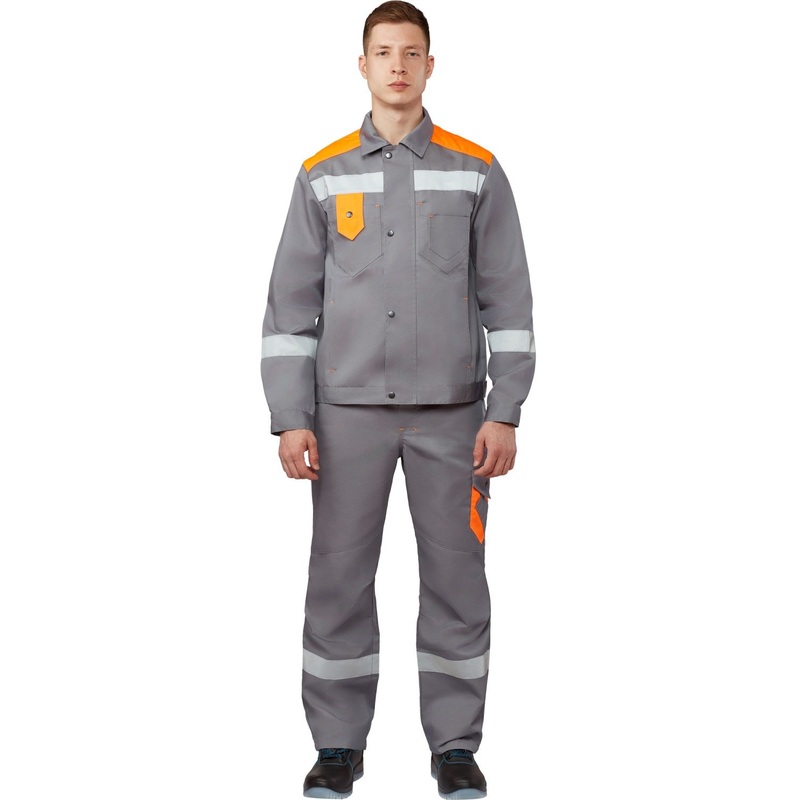 Изображение товара Костюм рабочий летний мужской л21-КБР серый/оранжевый