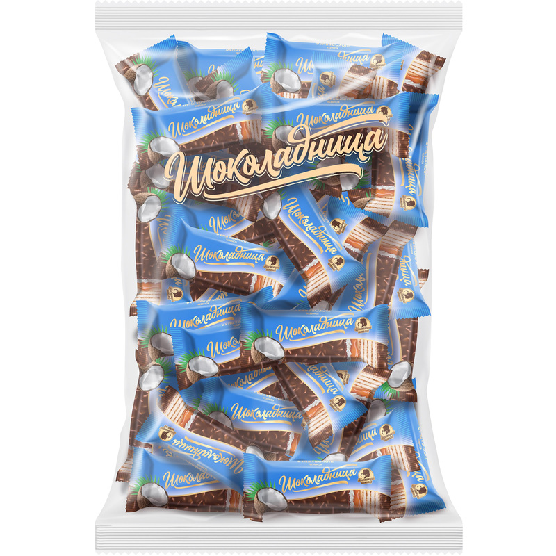 Изображение товара Вафельные конфеты Шоколадница с кокосом и карамелью 1 кг натуральный шоколад
