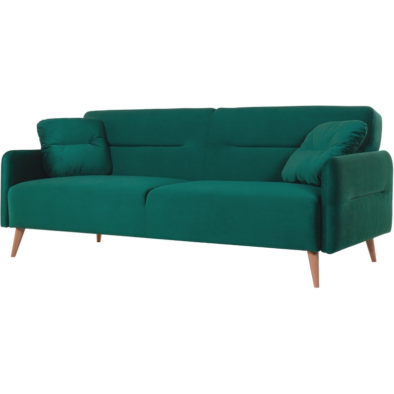 Изображение товара Диван трехместный Релакс Hygge раскладной зеленый с подушками