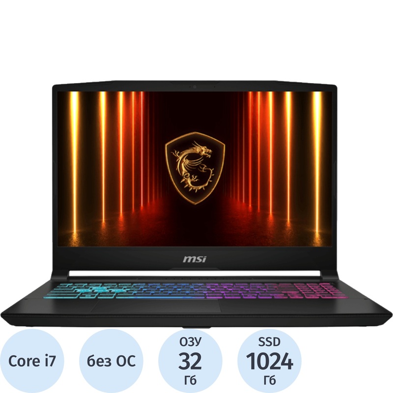 Изображение товара Ноутбук игровой MSI Katana 17 HX B14WGK-274XRU 17.3" чёрный Intel Core i7 14650HX/32 ГБ/SSD 1024 ГБ/NVIDIA GeForce RTX 5070 (9S7-17L791-274)