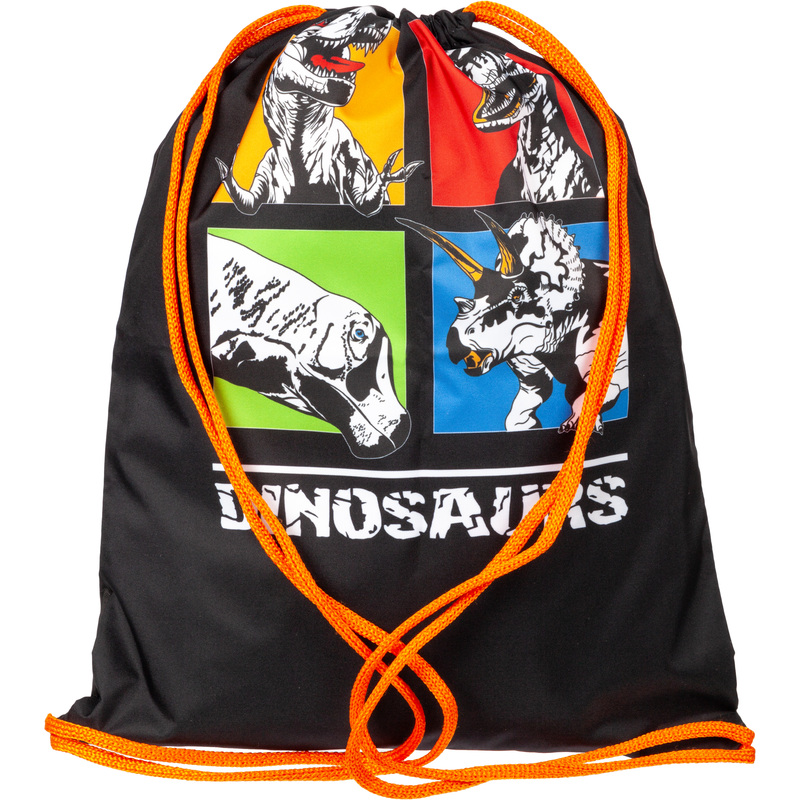 Изображение товара Мешок для сменной обуви Комус Класс Dinosaurs 330x420 мм черный одно отделение