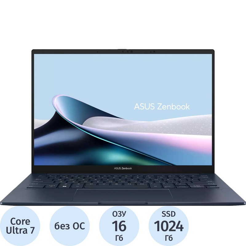 Изображение товара Ноутбук Asus ZenBook UX3405CA-ST1336 14" синий Intel Core Ultra 7 255H/16 ГБ/SSD 1024 ГБ (90NB14W1-M01Z50) Изображение товара Ноутбук Asus ZenBook UX3405CA-ST1336 14" синий Intel Core Ultra 7 255H/16 ГБ/SSD 1024 ГБ (90NB14W1-M01Z50)