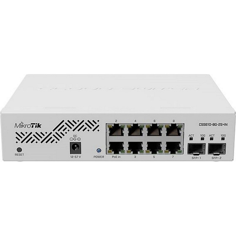 Изображение товара Коммутатор MikroTik CSS610-8G-2S+IN управляемый с поддержкой PoE 8 портов