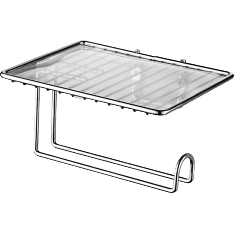 Изображение товара Держатель для туалетной бумаги настенный Ledeme металл серебристый (с полкой)