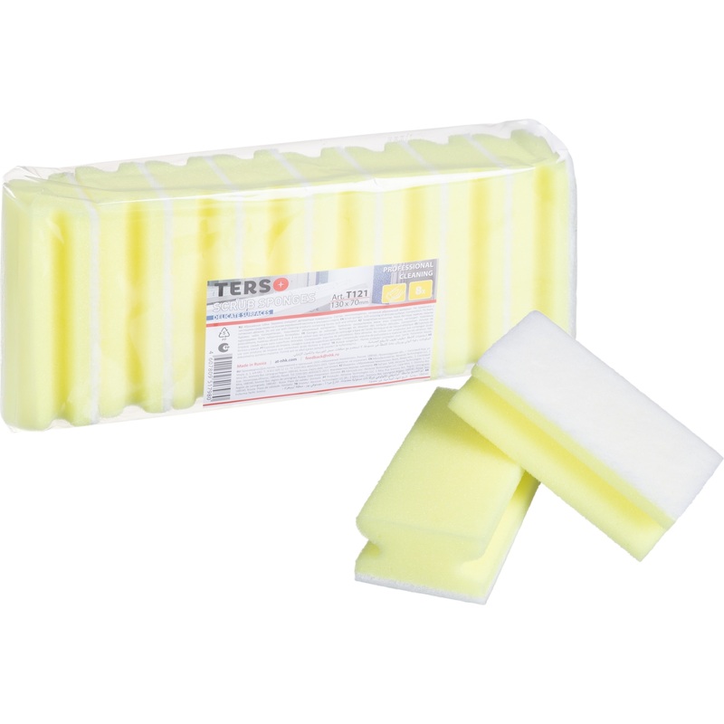 Изображение товара Губка для деликатных поверхностей Terso T121 поролон 13x7 см с абразивным слоем (8 штук в упаковке)