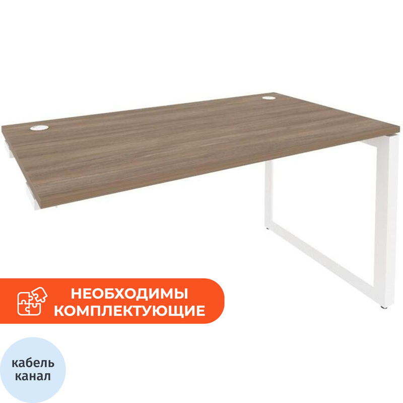 Изображение товара Стол прямой ONIX-О O.MO-SPR-3.8 из ЛДСП с кабель-каналом белый и дуб аризона
