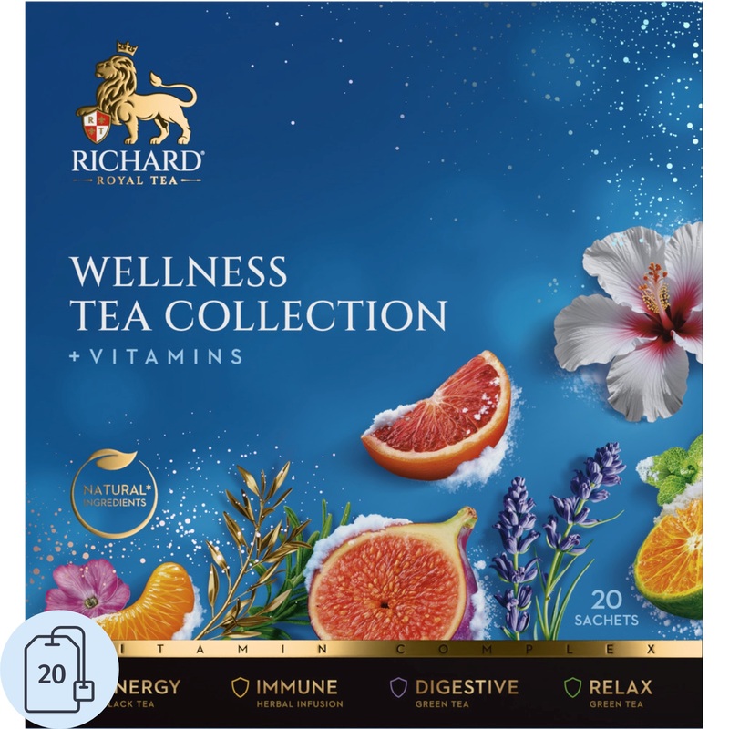 Изображение товара Чай ассорти Richard Royal Wellness Tea Collection 20 пакетиков, натуральные компоненты