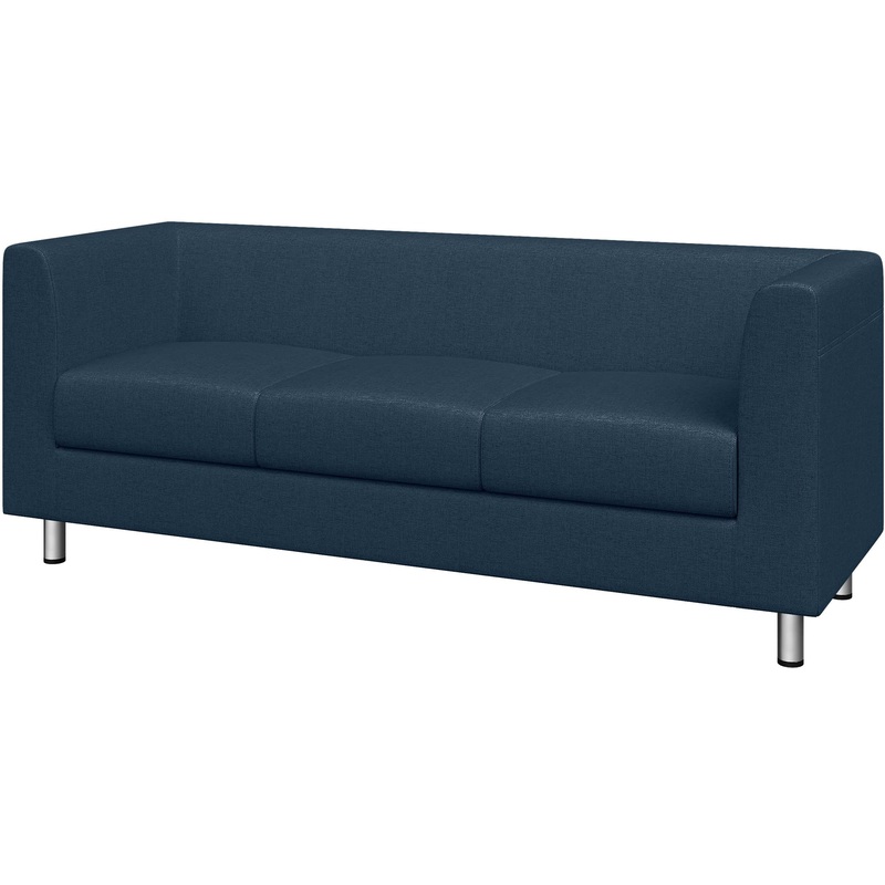 Изображение товара Диван трехместный Домино синий тканевый с металлическими опорами