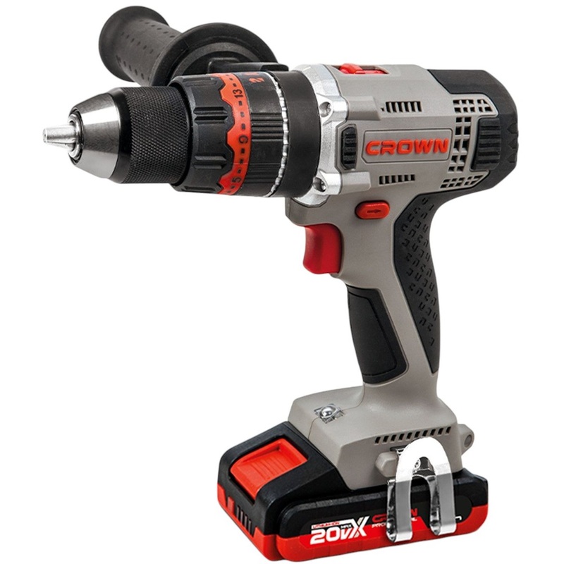 Изображение товара Аккумуляторная дрель-шуруповерт Crown CT21075HMX-2 BMC 20 В 2 Ач в кейсе