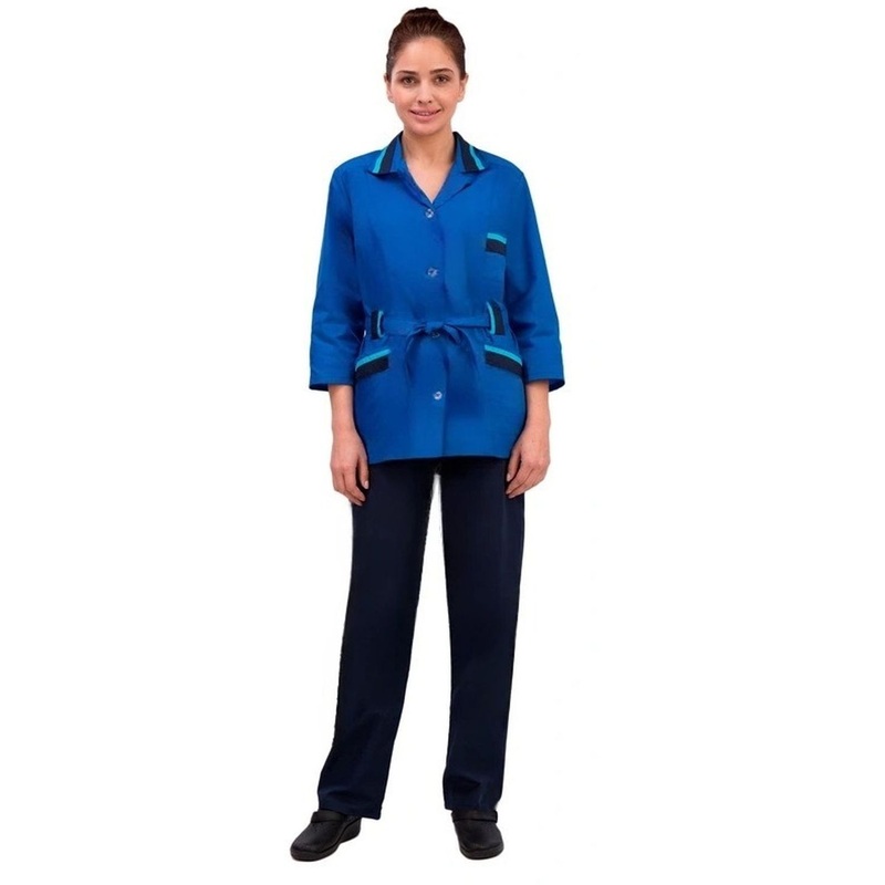Изображение товара Костюм для горничных и уборщиц у04-КБР васильковый синий размер 44-46