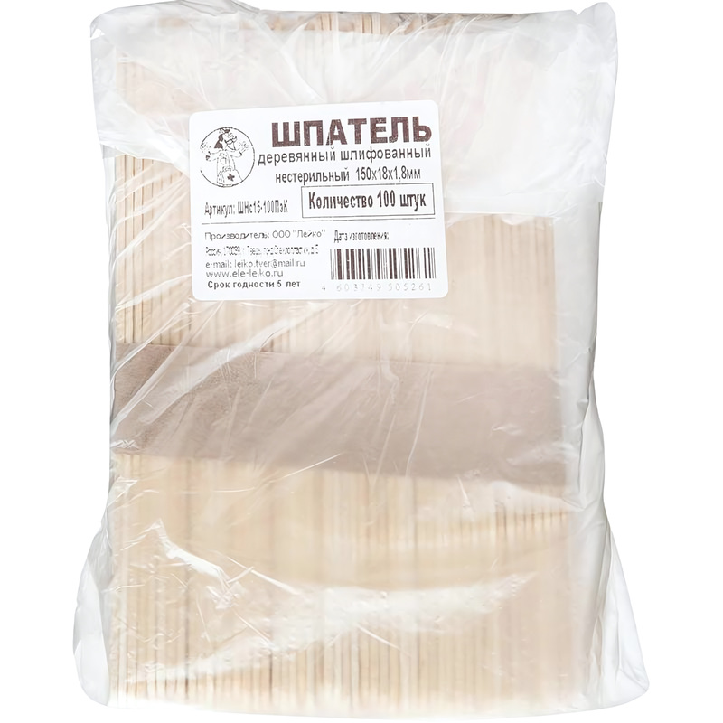 Изображение товара Деревянный одноразовый медицинский шпатель Лейко 150x18 мм нестерильный