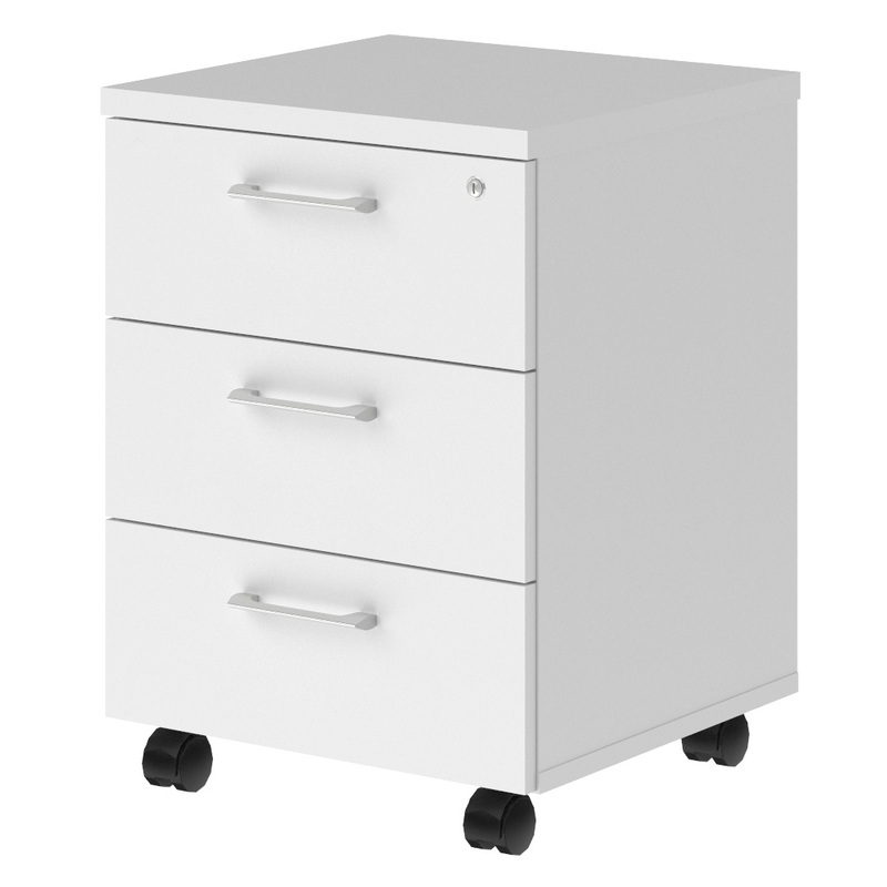 Изображение товара Тумба подкатная Xten XMC-3D с центральным замком 3 ящика белая 465x450x634 мм