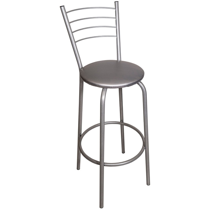 Изображение товара Барный стул Волна серый с хромированным каркасом 720 мм высоты для дома и офиса