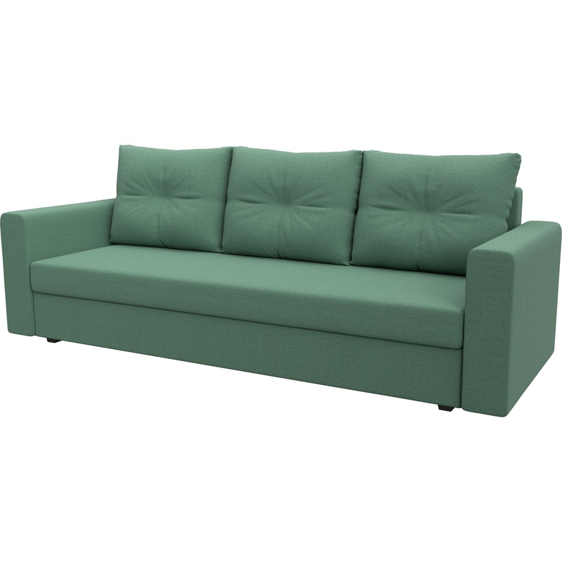 Изображение товара Диван-кровать Комфорт Атланта трёхместный зелёный ткань еврокнижка