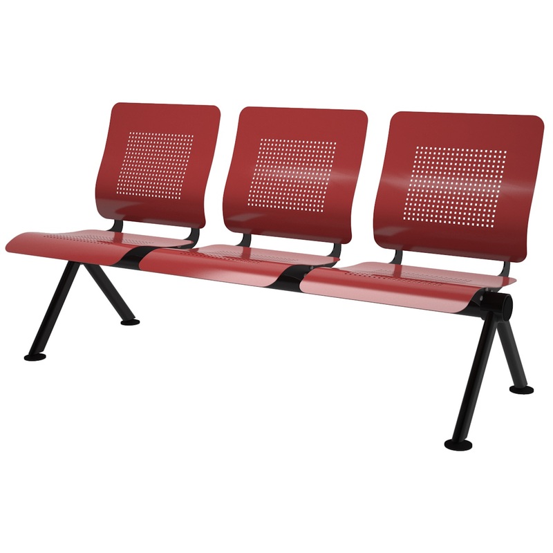 Изображение товара Многоместная секция Lucky перфорированная красная/черная 3 места металл