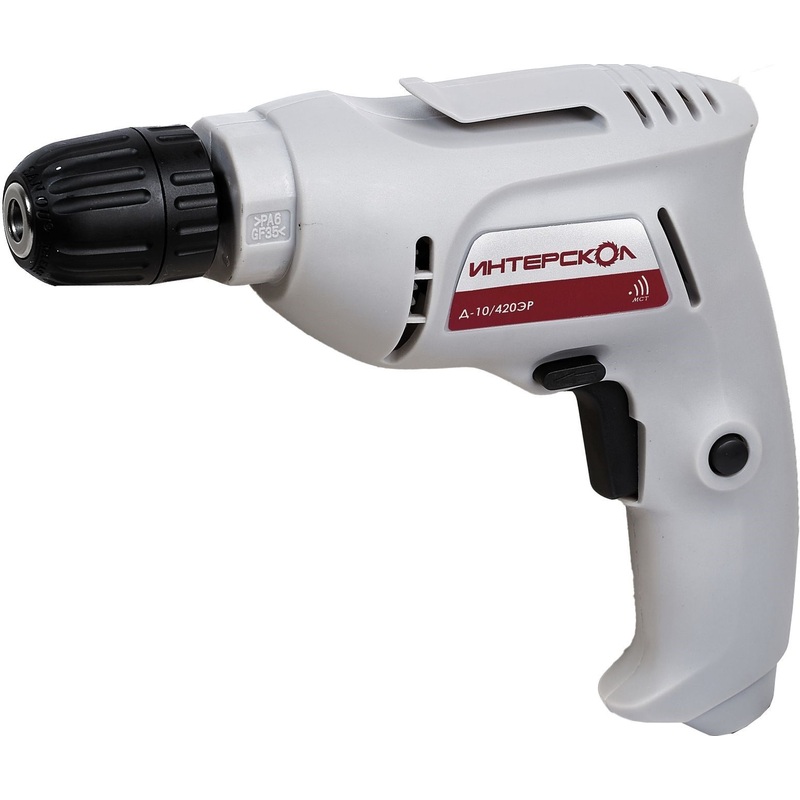 Изображение товара Дрель сетевая Интерскол Д-10/420ЭР - легкое и точное бытовое сверлильное устройство