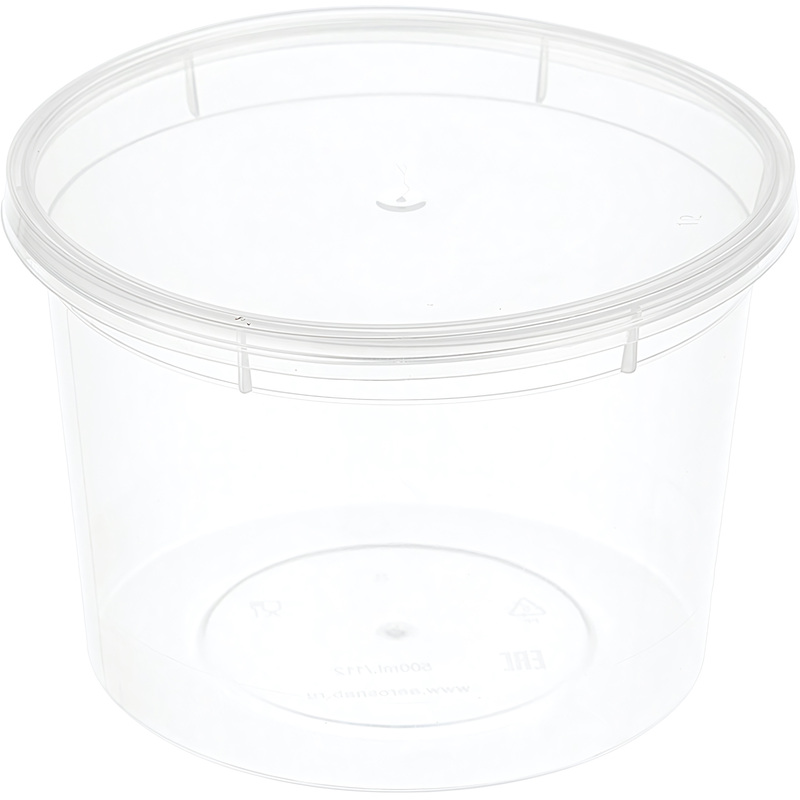 Изображение товара Пластиковая банка 500 мл с крышкой прозрачная для хранения продуктов Россия