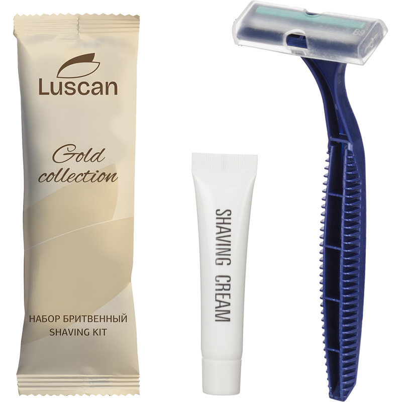 Изображение товара Набор бритвенный Luscan Gold Collection флоупак 200 шт крем и бритва