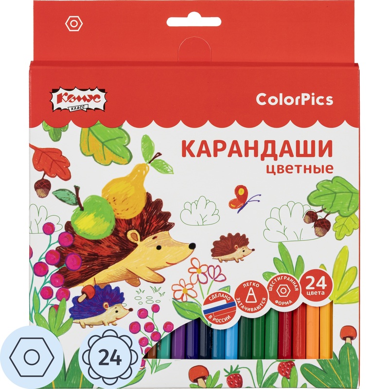Изображение товара Карандаши цветные Комус Класс ColorPics 24 6-гранные набор