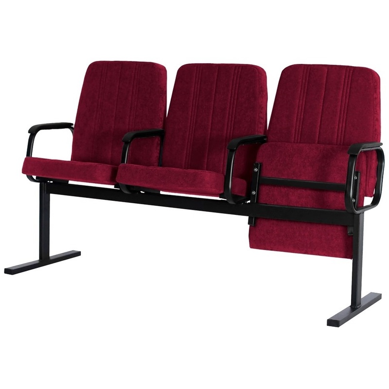 Изображение товара Многоместная секция София КМ 6-03 бордовая/черная на 3 места