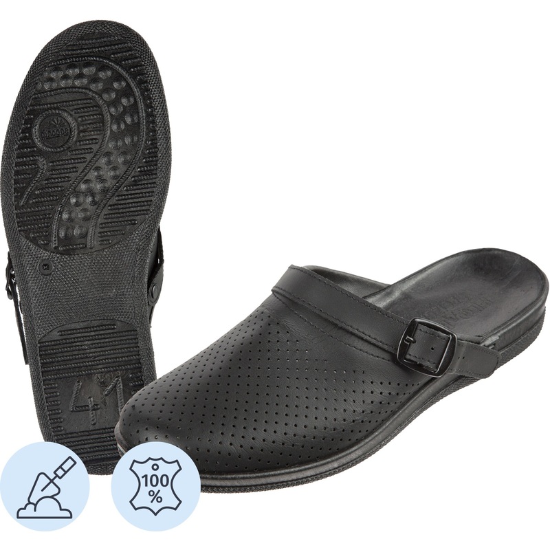 Изображение товара Мужские сабо Ионел из натуральной кожи черные размер 45 для медицины и работы