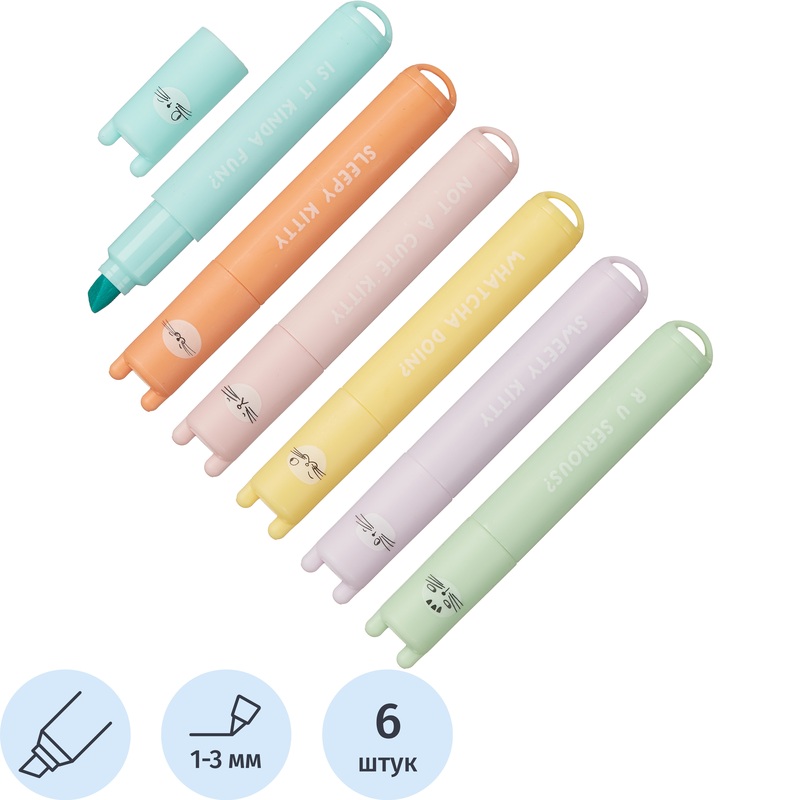 Изображение товара Набор мини-текстовыделителей MG SoMany Cats 6 цветов