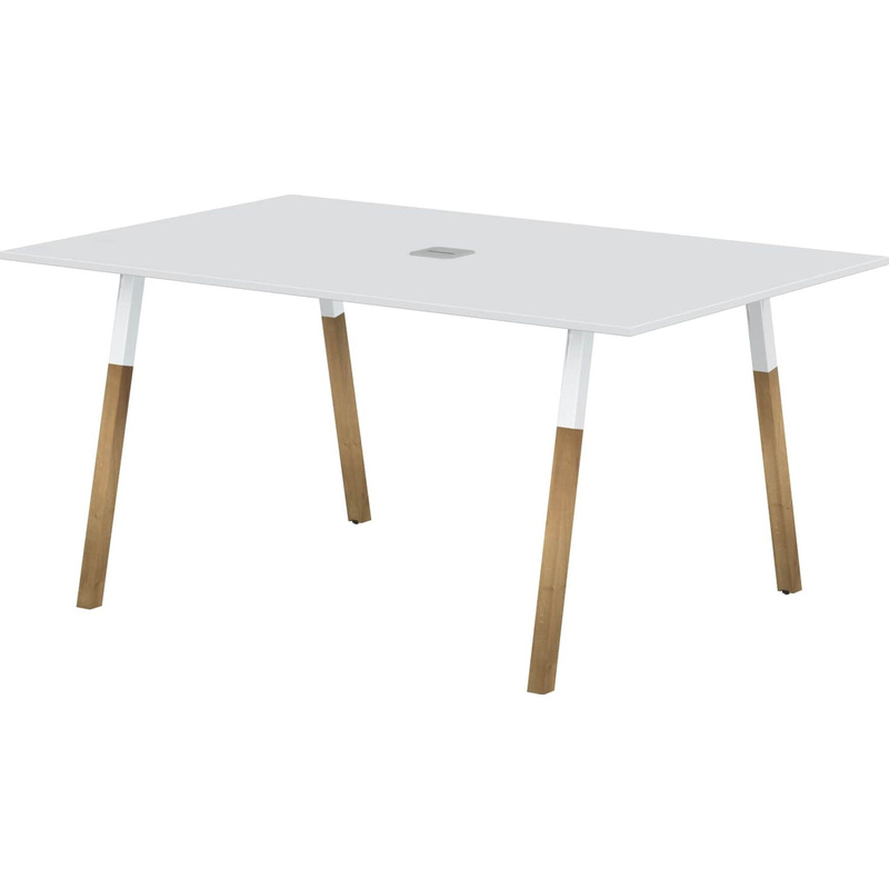 Изображение товара Стол для переговоров Forta белый премиум/бук, размеры 1580х1020х733 мм