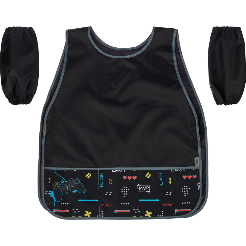 Изображение товара Фартук для труда Комус Класс Джойстик черный с нарукавниками