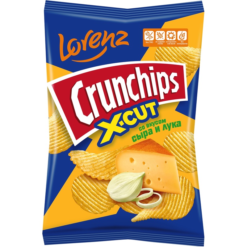 Изображение товара Чипсы Lorenz Crunchips X-Cut со вкусом сыра и лука рифлёные 130 г