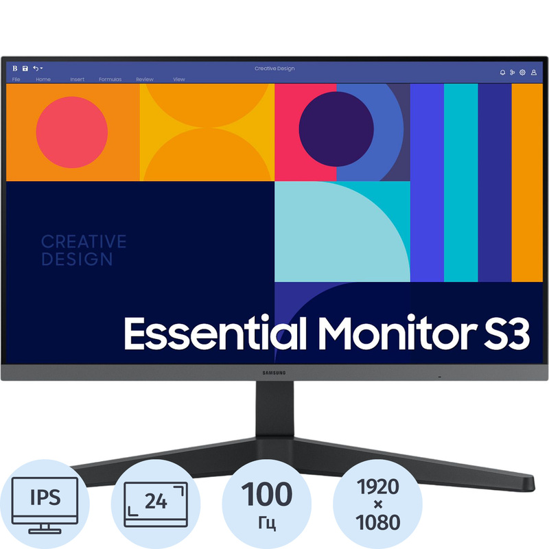 Изображение товара Монитор Samsung S24C330GAI 23.8 дюймов Full HD IPS 100 Гц HDMI Displayport