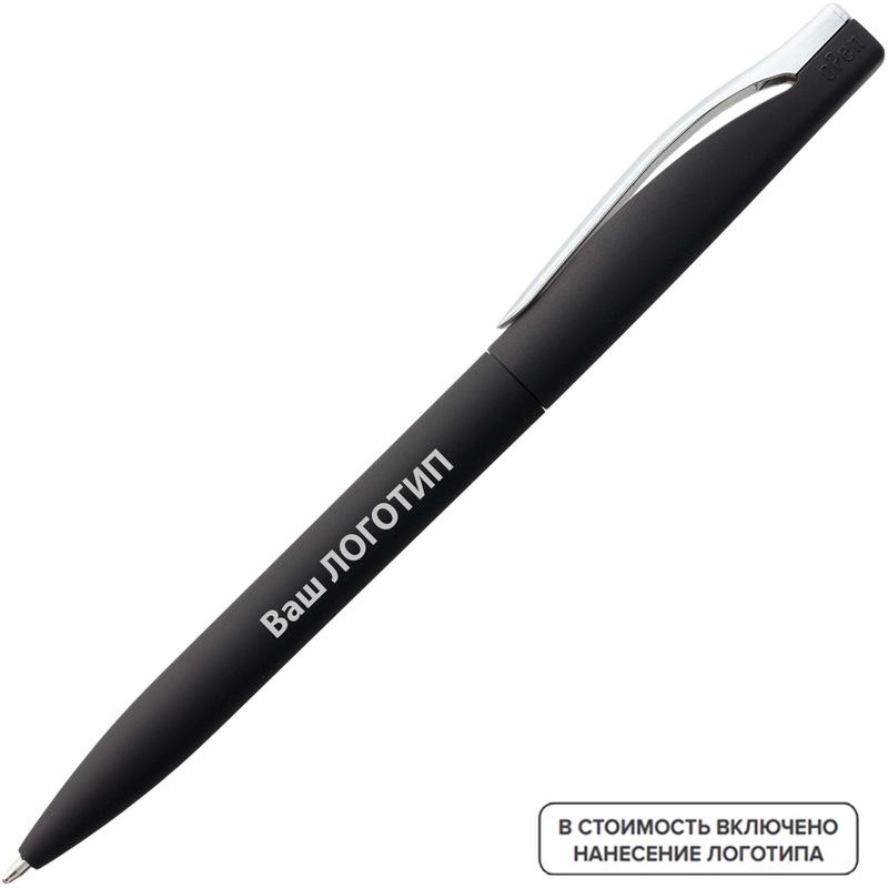 Изображение товара Ручка шариковая автоматическая Pin ST синяя толщина линии 1 мм черный корпус (200 штук в упаковке) с лого