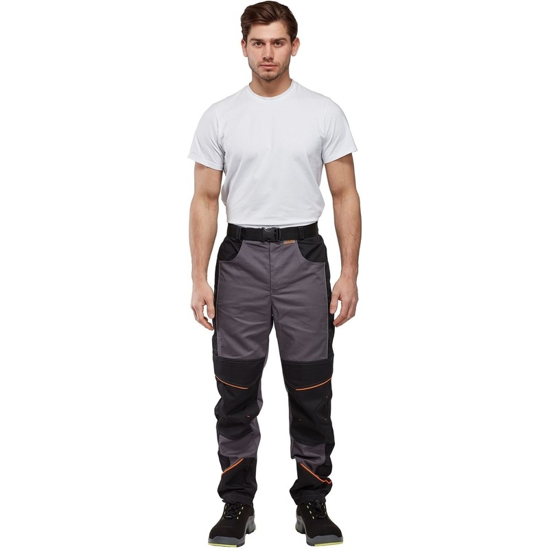 Изображение товара Брюки рабочие летние мужские Nайтстар Алькор со светоотражающим кантом серые/черные (размер 56-58, рост 182-188)