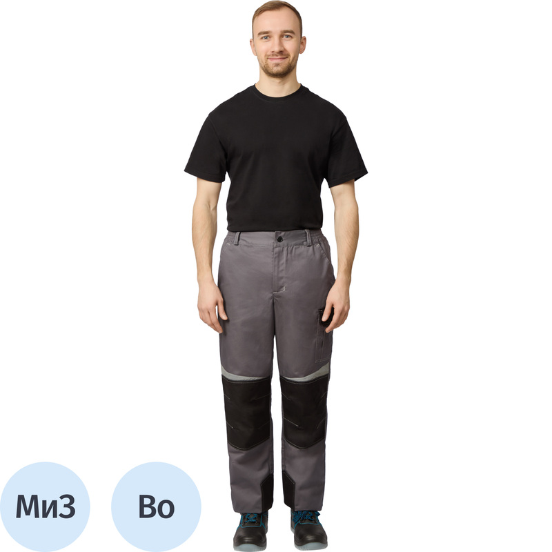 Изображение товара Брюки рабочие летние мужские Грегаль (л23) с СОП серые/красные