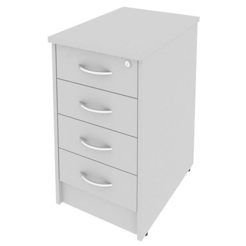 Изображение товара Тумба приставная Riva с замком 4 ящика серый 412х600х750 мм